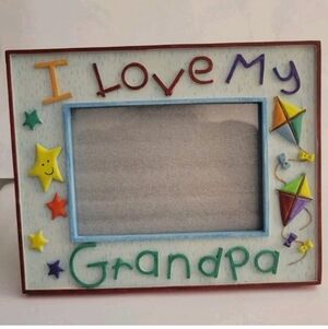 Vintage 90s Photo Picture Frame I Love My Grandma Painting Crayon Kids Drawing